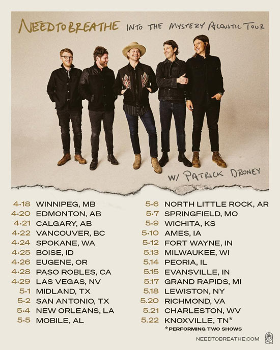 NEEDTOBREATHE Announce “Into the Mystery” Acoustic Tour